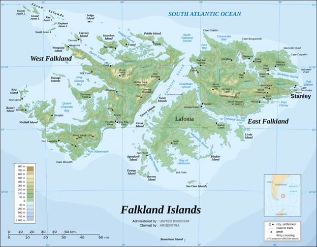 A Map of the Falkland Islands